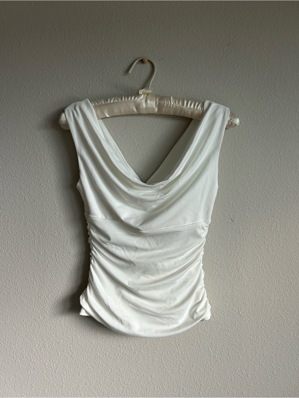 NWT PapperMayo White Draped Cowl Neck Women’s Tank Top
